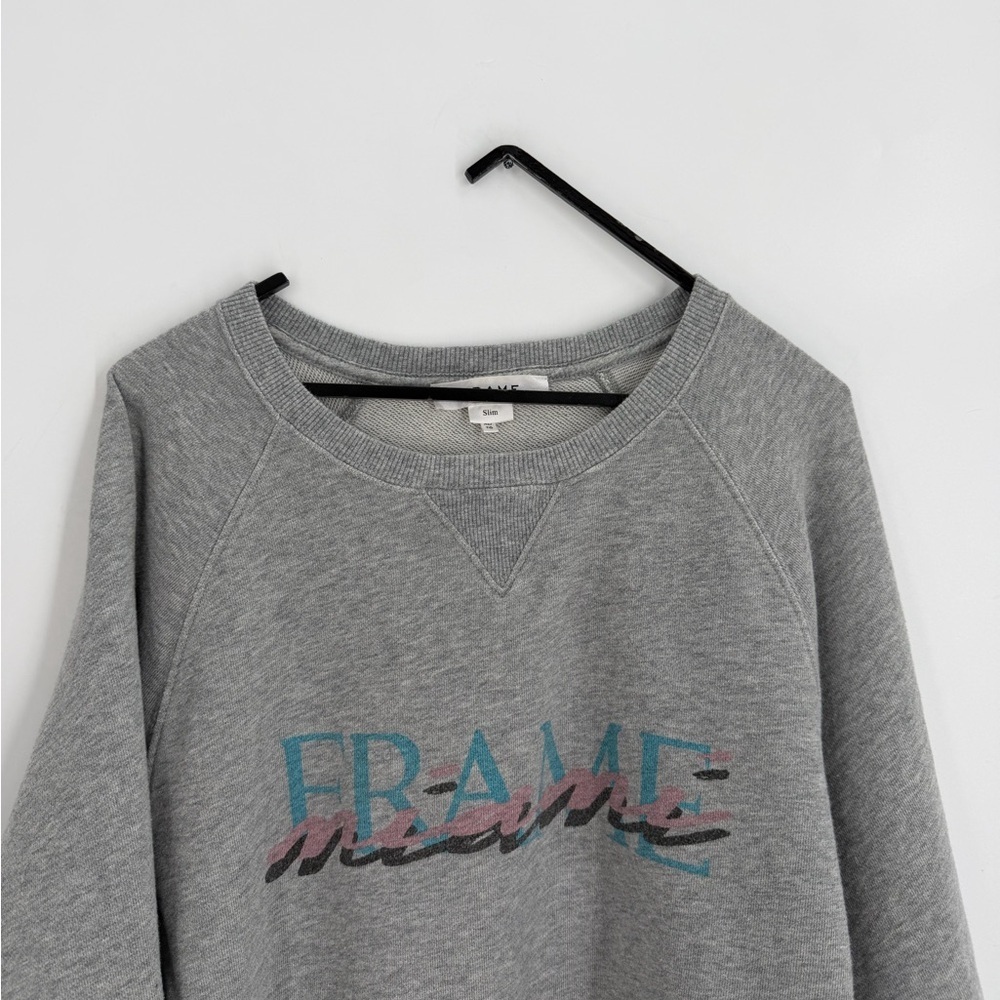 Frame Denim Slim Men’s Miami Front Font Vtg Inspired Logo Print Gray Sweatshirt